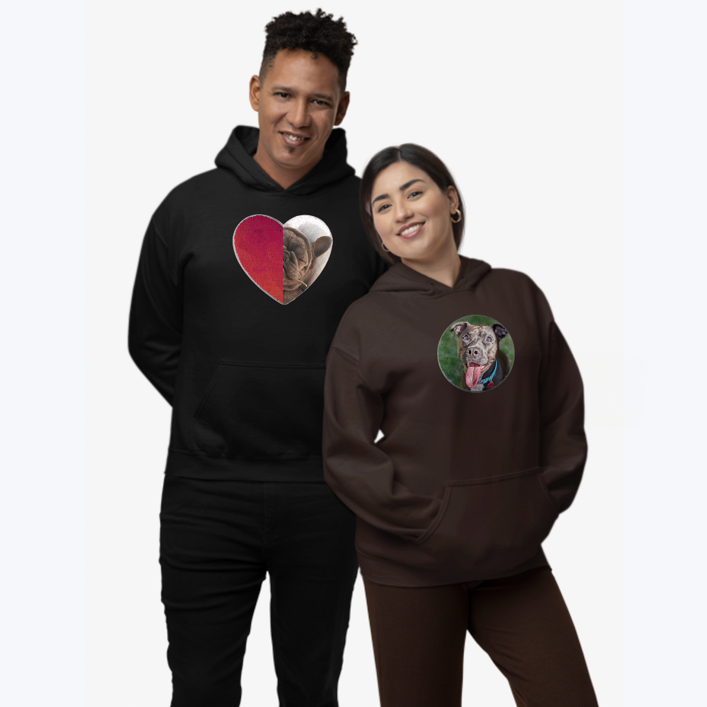 Personalized Sequin With Picture & Text Unisex Hooded Sweatshirt, Custom Reversible Sequin Hoodie, Custom Birthday Photo, Mother Nana Gift Tee, Fathers Day Gift, Gag Gift