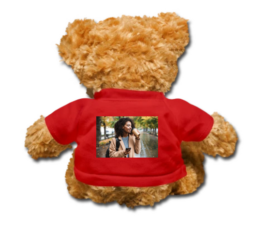 Personalized Brown Teddy Bear, Custom Teddy Bear, Printed with Personal Image or Text, Welcoming Baby Gift, Gift For Her, Gift For Newborn