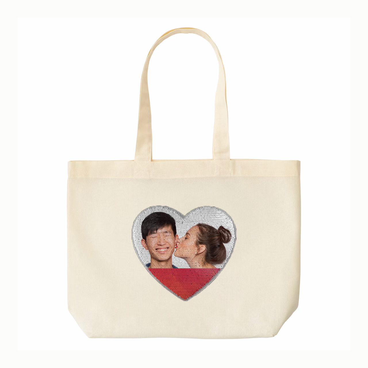 Custom Print Tote Bag, Personalized Custom Sequin Canvas Tote, Photo, Logo Full Color Print, Welcome beach bags