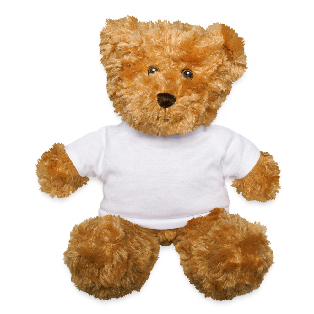Personalized Brown Teddy Bear, Custom Teddy Bear, Printed with Personal Image or Text, Welcoming Baby Gift, Gift For Her, Gift For Newborn - white