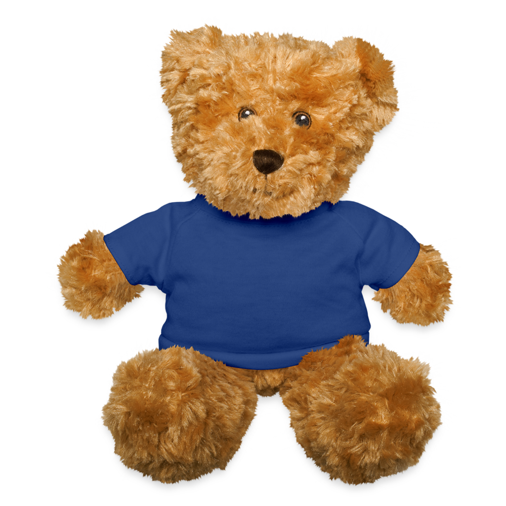 Personalized Brown Teddy Bear, Custom Teddy Bear, Printed with Personal Image or Text, Welcoming Baby Gift, Gift For Her, Gift For Newborn - royal blue