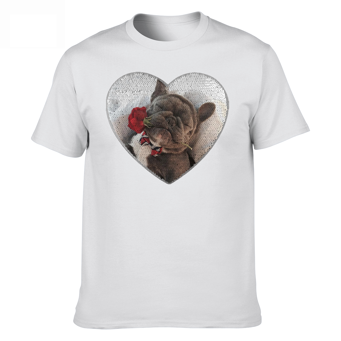 Personalized Heart Shaped Sequin With Picture & Text Unisex Shirt, Custom Reversible Sequin T shirt, Custom Birthday Photo, Mother Nana Gift, Fathers Day Gift, Gag Gift