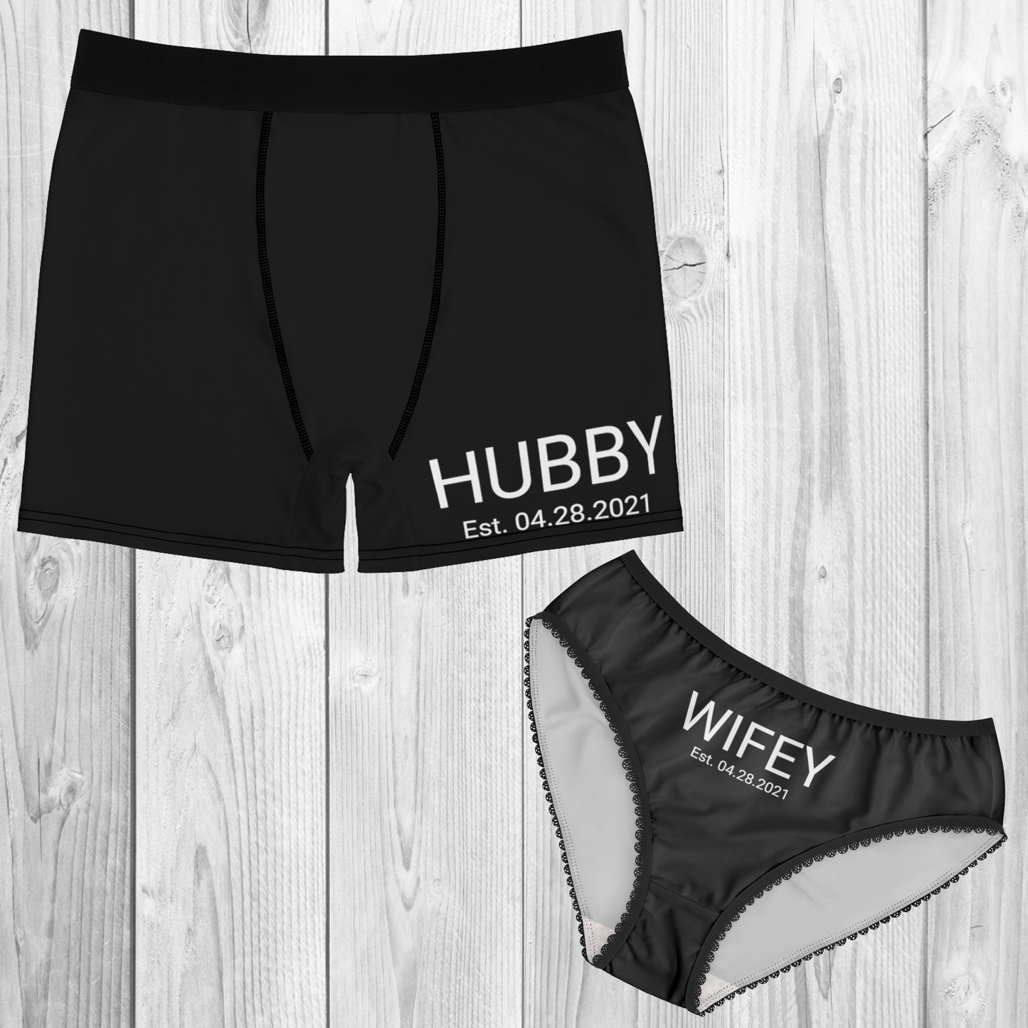 Hubby Wifey Personalized Underwear Set, Custom Bridal Underwear, Gift For Bride Groom, Anniversary Underwear Set, newly Wedding Underwear
