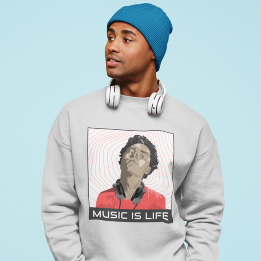 Music Is Life - Sudadera de cuello redondo