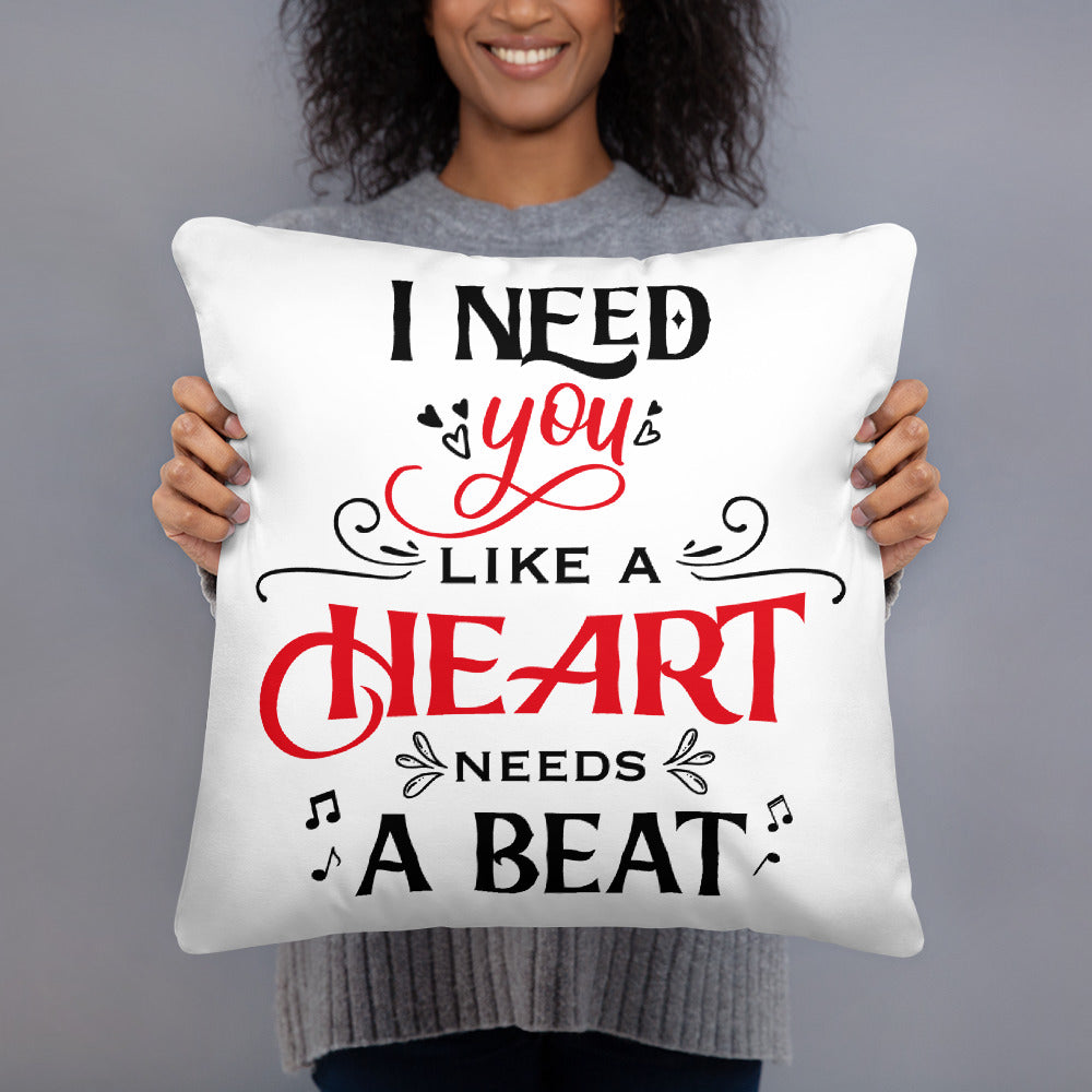 Te necesito como un corazón necesita un latido - Funda de almohada con inserto - Valentine, Lover Gifts