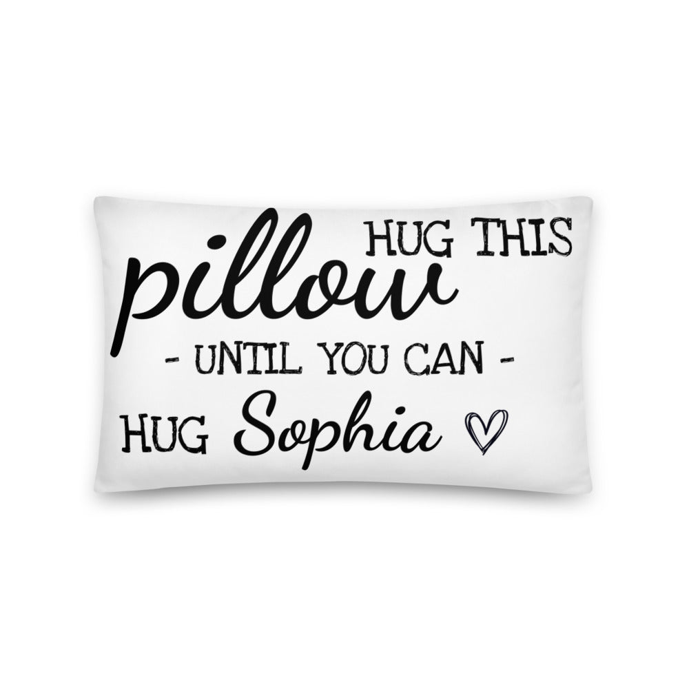 Abraza esta almohada personalizada hasta que puedas abrazar a (NOMBRE) Relación de larga distancia regalo de amor novio divertido regalo de pareja Te extraño Almohada con inserto