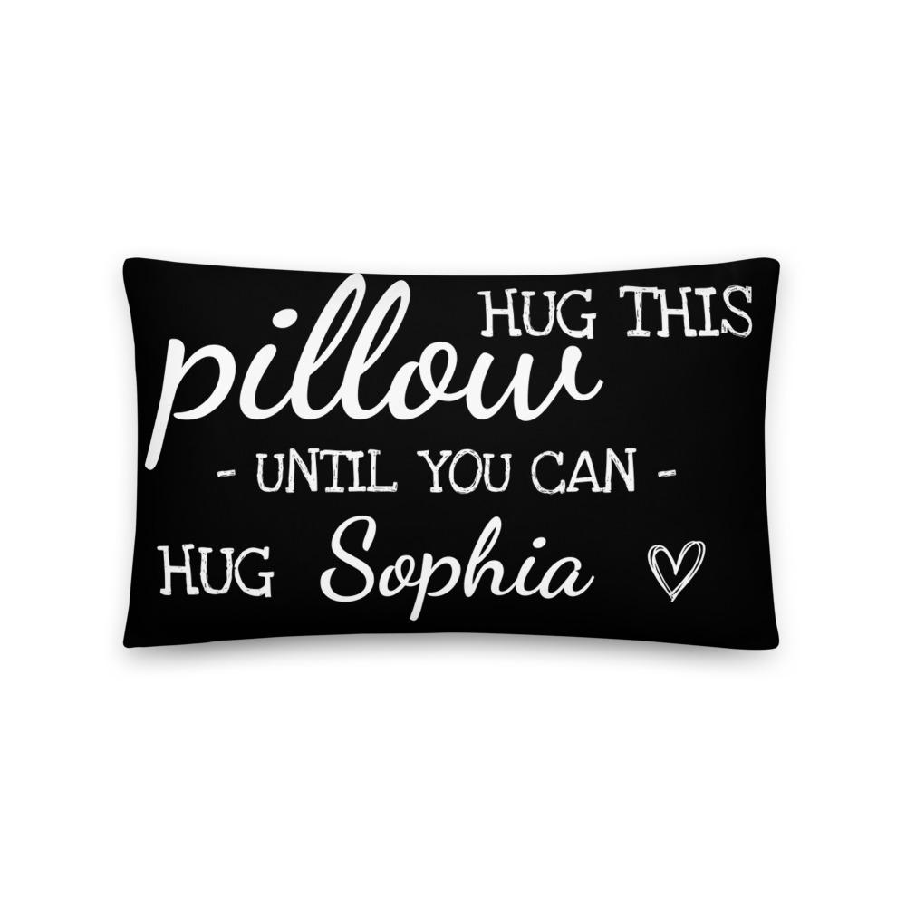 Abraza esta almohada personalizada hasta que puedas abrazar a (NOMBRE) Relación de larga distancia regalo de amor novio divertido regalo de pareja Te extraño Almohada con inserto