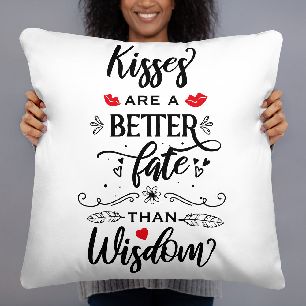 Kisses Are A Better Fate Than Wisdom - Pillow Case With Insert - Valentine, Lover Gifts