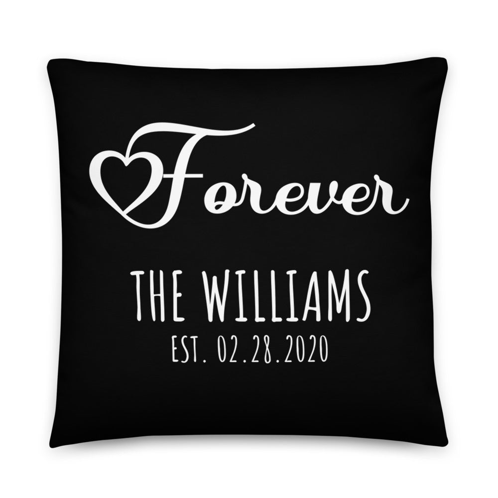 Personalized Wedding Gift, Couples Gift, Engagement Gift, Custom Pillow, Personalized Husband and Wife Gift - Black Pillow with insert