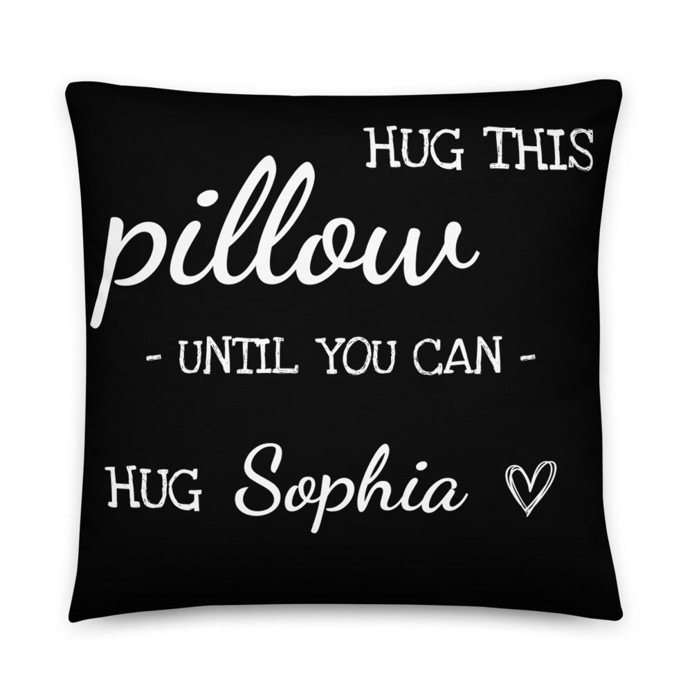 Abraza esta almohada personalizada hasta que puedas abrazar a (NOMBRE) Relación de larga distancia regalo de amor novio divertido regalo de pareja Te extraño Almohada con inserto