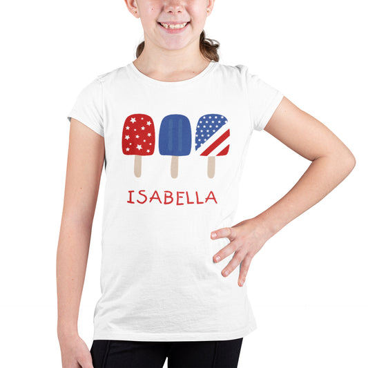 4 de julio nombre personalizado camisa para niños, paletas personalizadas 4 de julio camisa, camisa patriótica personalizada para niños, camisa de verano para niños y niñas