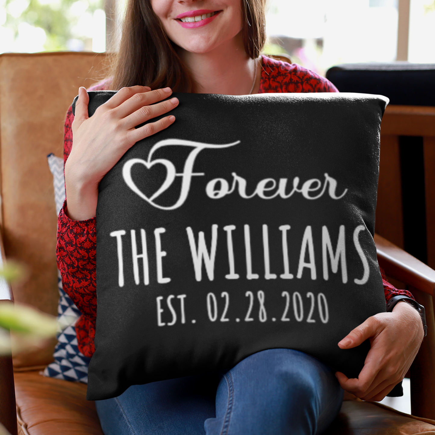 Personalized Wedding Gift, Couples Gift, Engagement Gift, Custom Pillow, Personalized Husband and Wife Gift - Black Pillow with insert