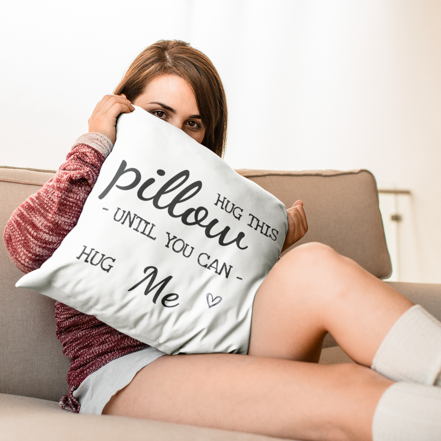 Hug This Pillow Until You Can Hug Me - Couples Pillows Long Distance Relationship, Girlfriend, Wedding Romantic Gift - Pillow Case