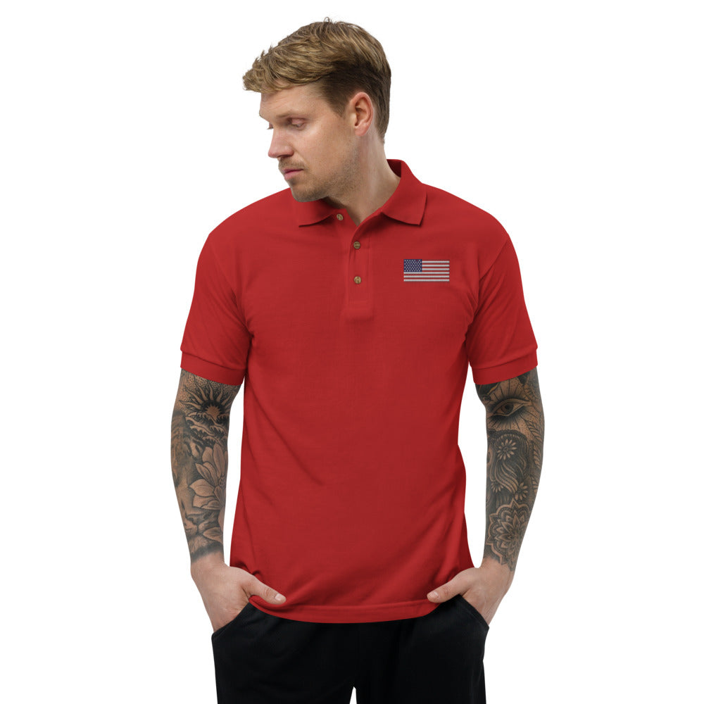American Flag - Embroidered Polo Shirt