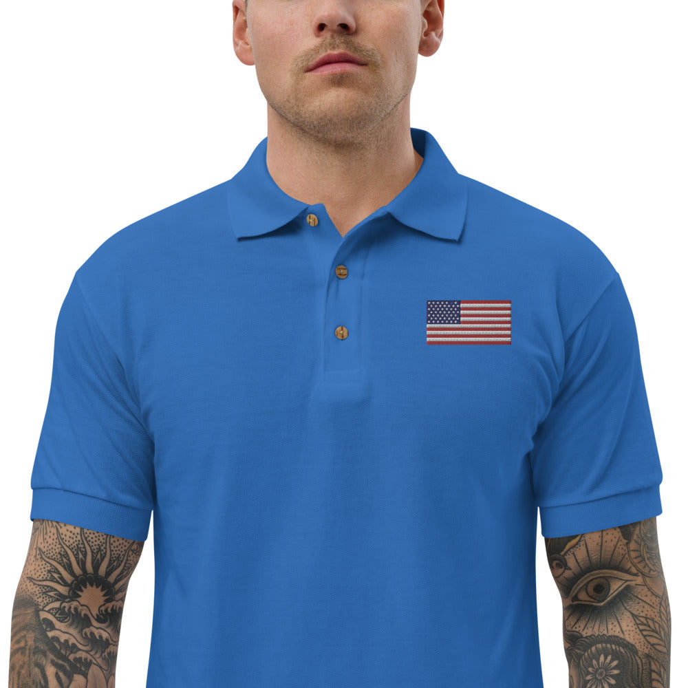American Flag - Embroidered Polo Shirt