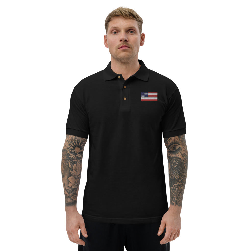 American Flag - Embroidered Polo Shirt