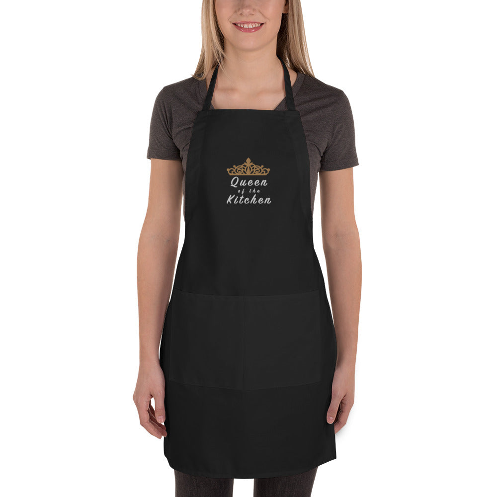 Queen Of The Kitchen Embroidered Women Apron, Mothers Day Gift, Gift For Her, Wife Gift Apron, Bakery Apron, Kitchen Chef Gift