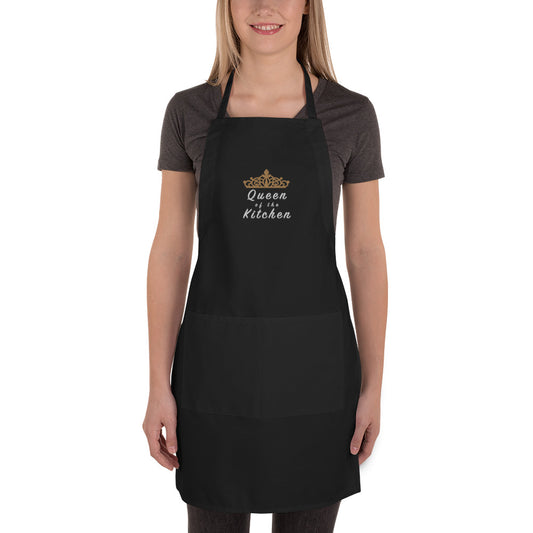 Queen Of The Kitchen Embroidered Women Apron, Mothers Day Gift, Gift For Her, Wife Gift Apron, Bakery Apron, Kitchen Chef Gift