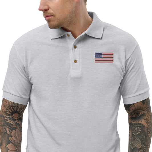 American Flag - Embroidered Polo Shirt