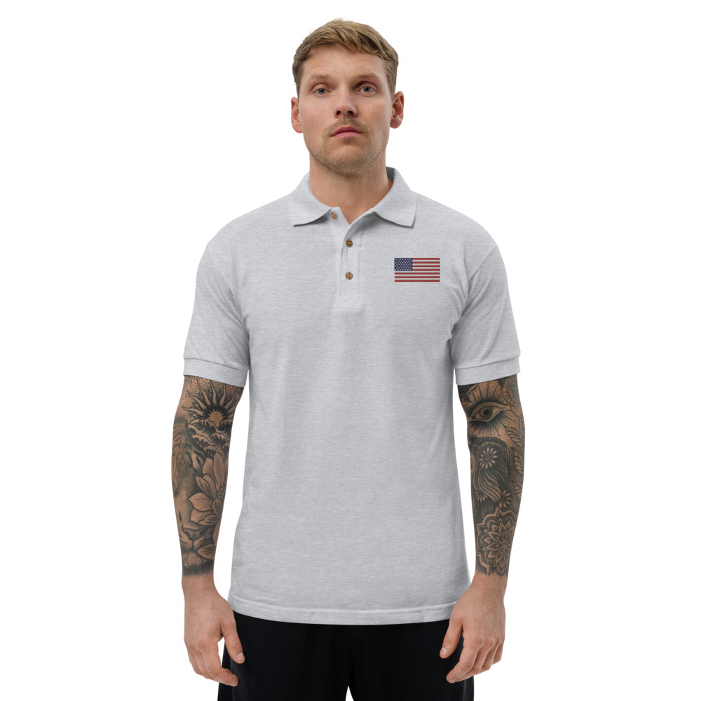 American Flag - Embroidered Polo Shirt