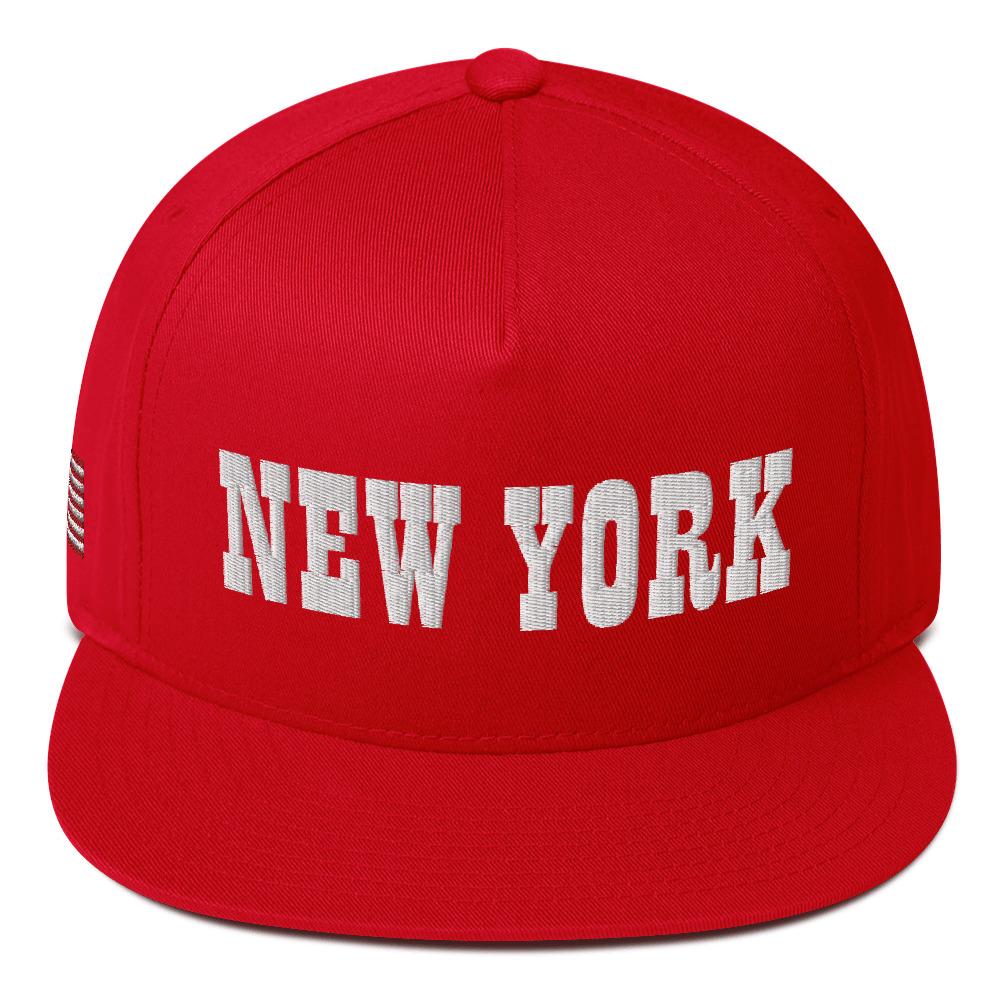 New York Embroidered Flat Bill Cap