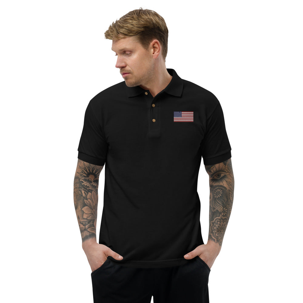 American Flag - Embroidered Polo Shirt