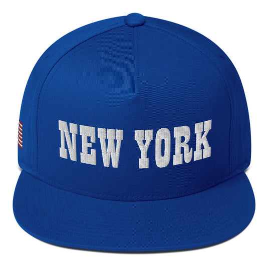 New York Embroidered Flat Bill Cap