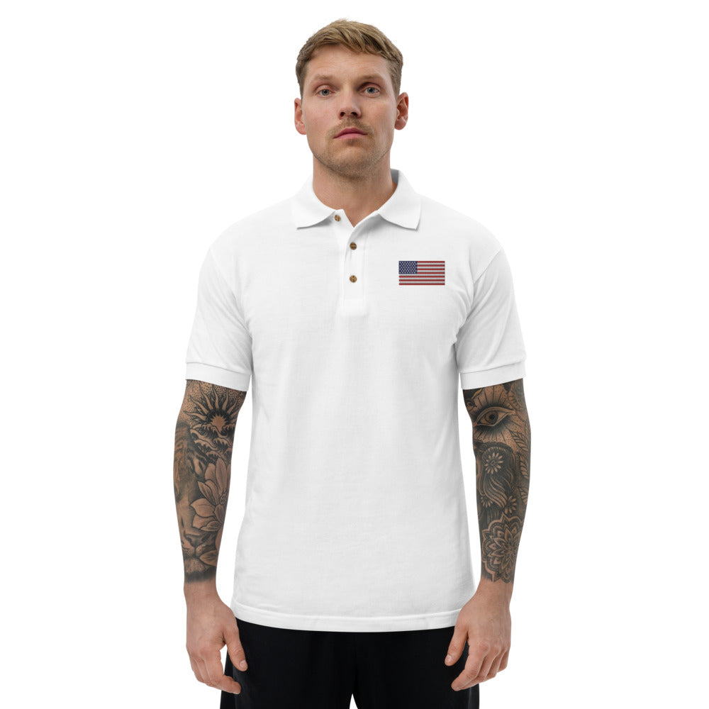 American Flag - Embroidered Polo Shirt