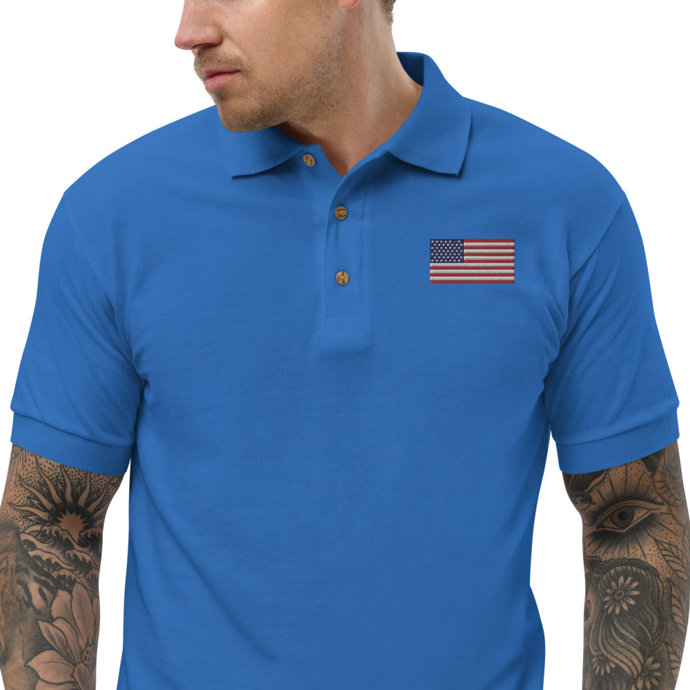 American Flag - Embroidered Polo Shirt