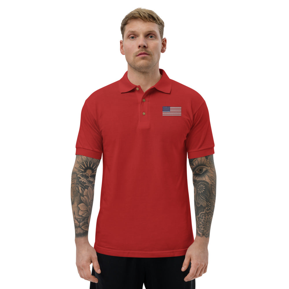 American Flag - Embroidered Polo Shirt