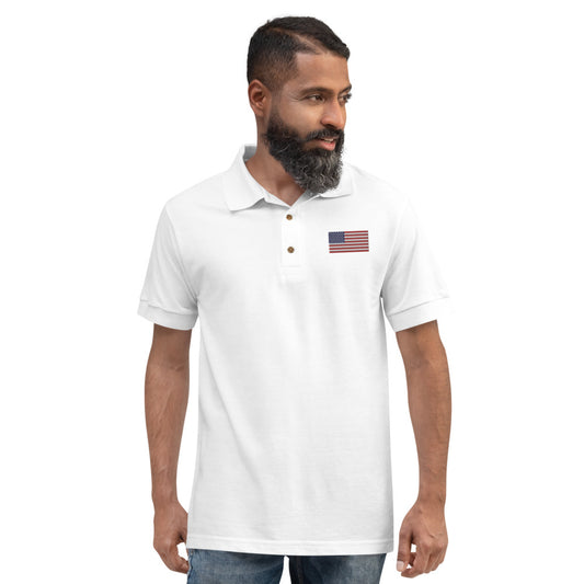 American Flag - Embroidered Polo Shirt