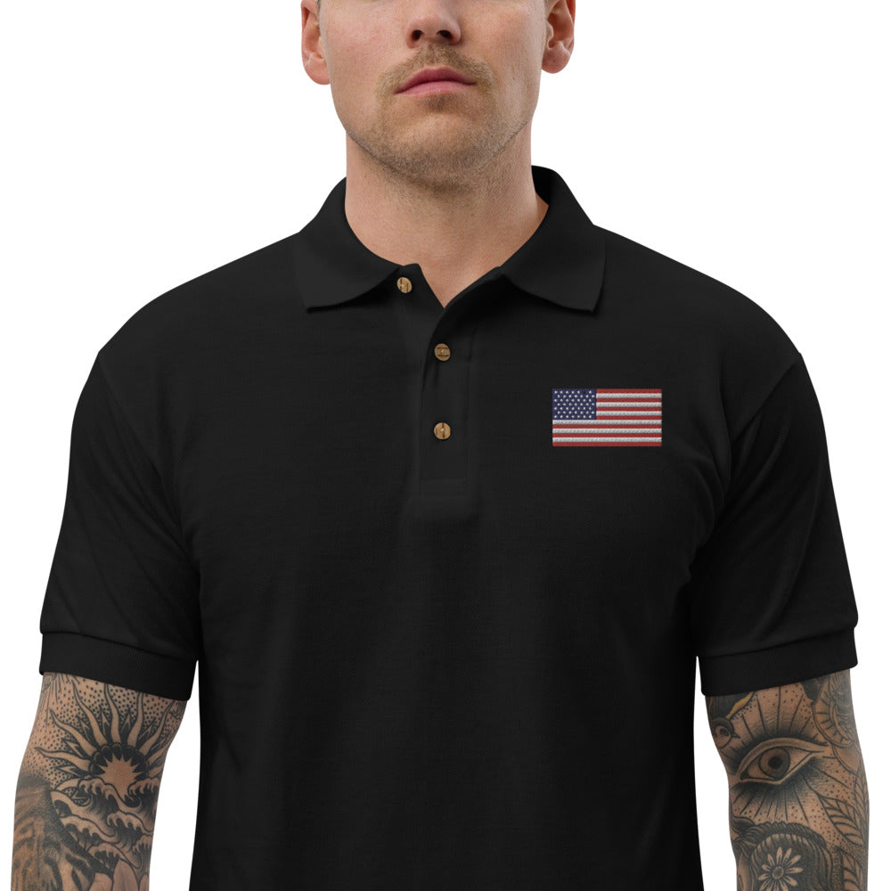 American Flag - Embroidered Polo Shirt