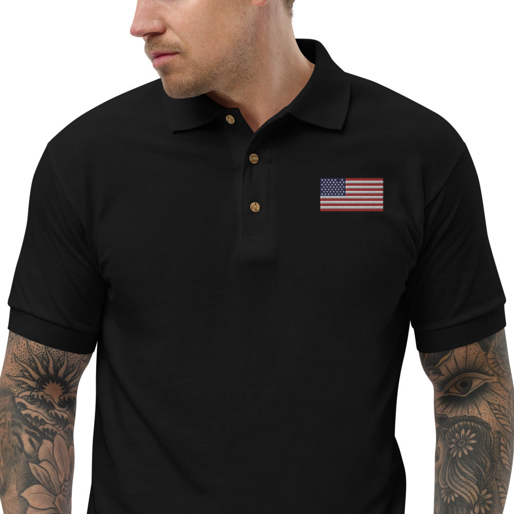 American Flag - Embroidered Polo Shirt