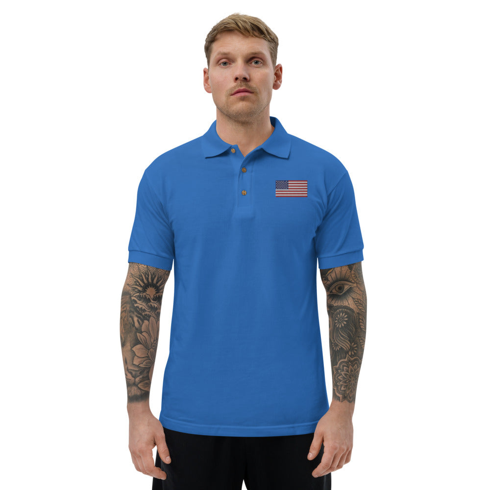 American Flag - Embroidered Polo Shirt