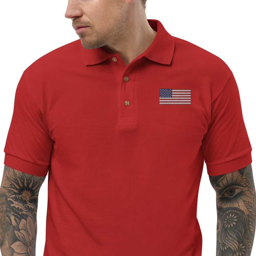 American Flag - Embroidered Polo Shirt