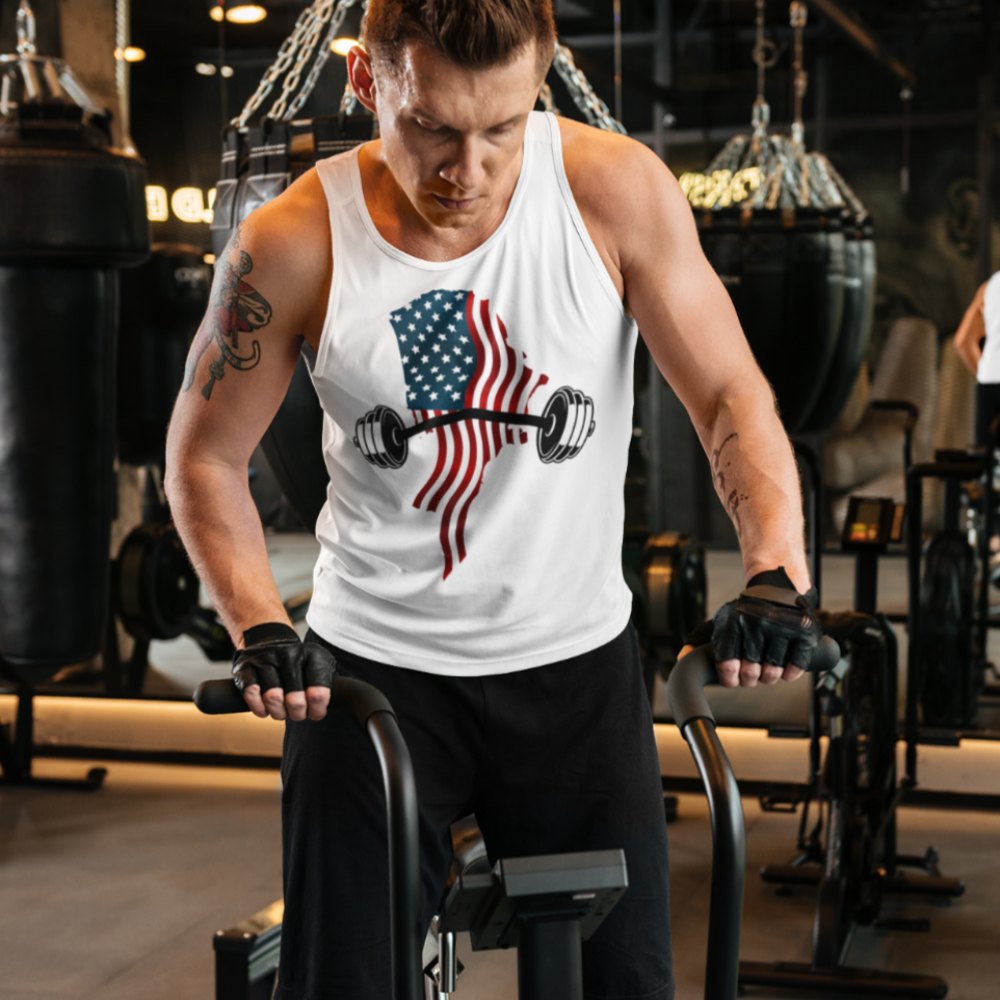 Mancuernas de la bandera americana - Camiseta de tirantes premium para hombre