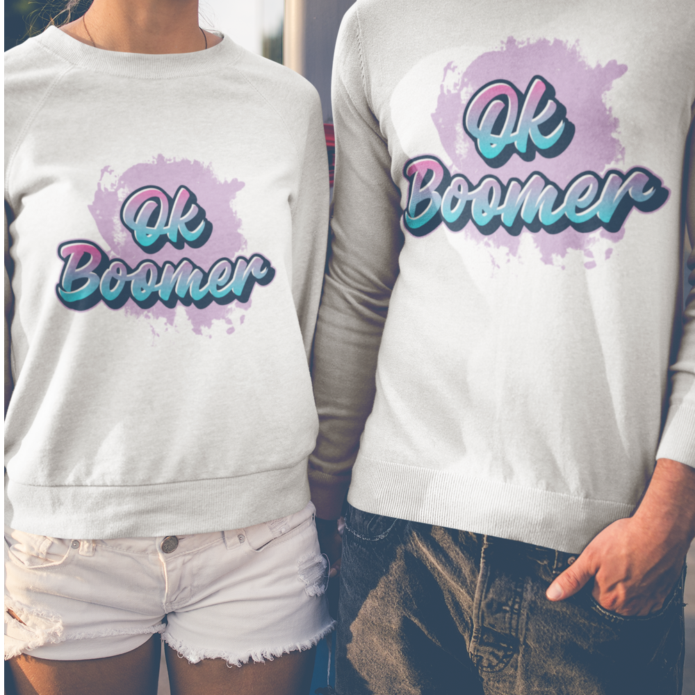 OK BOOMER Unisex Crewneck Sudadera, Hombres Mujeres Funny Meme Sudadera, Sarcastic Cool Gift Sudadera