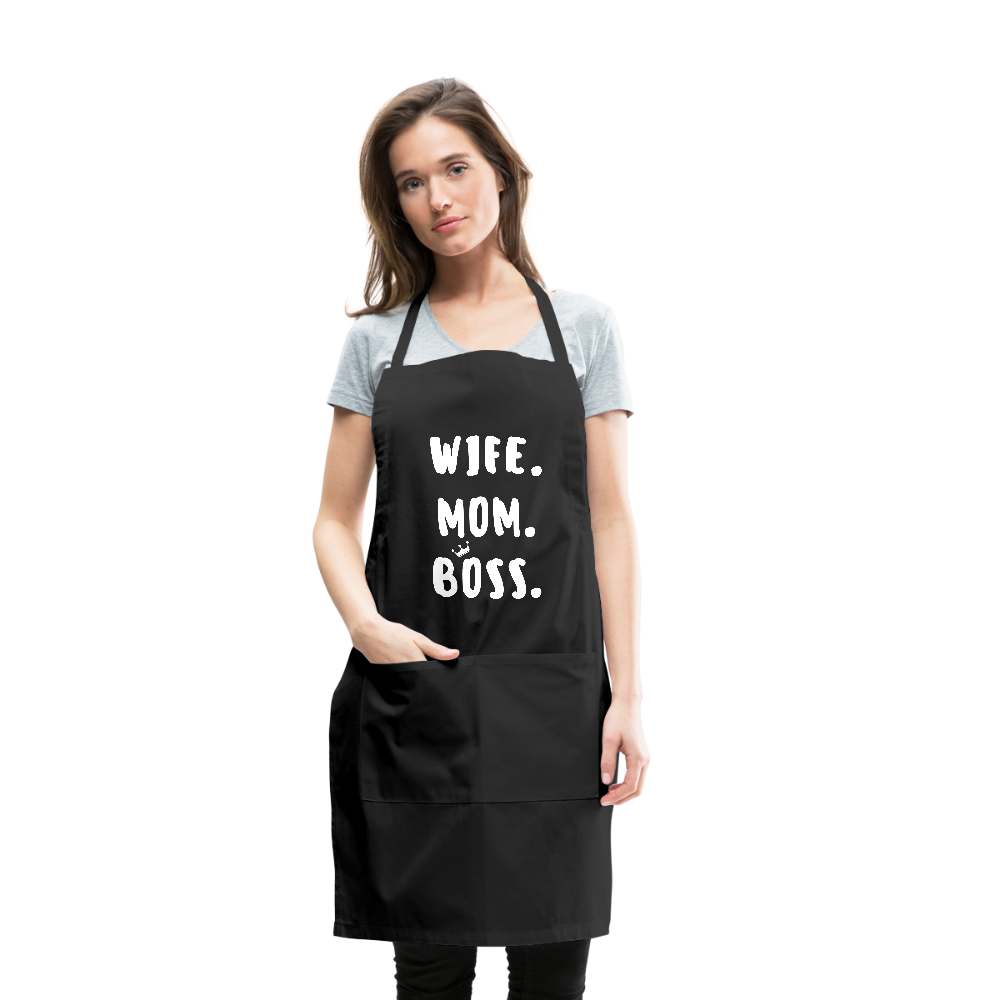 Wife Mom Boss Apron - black