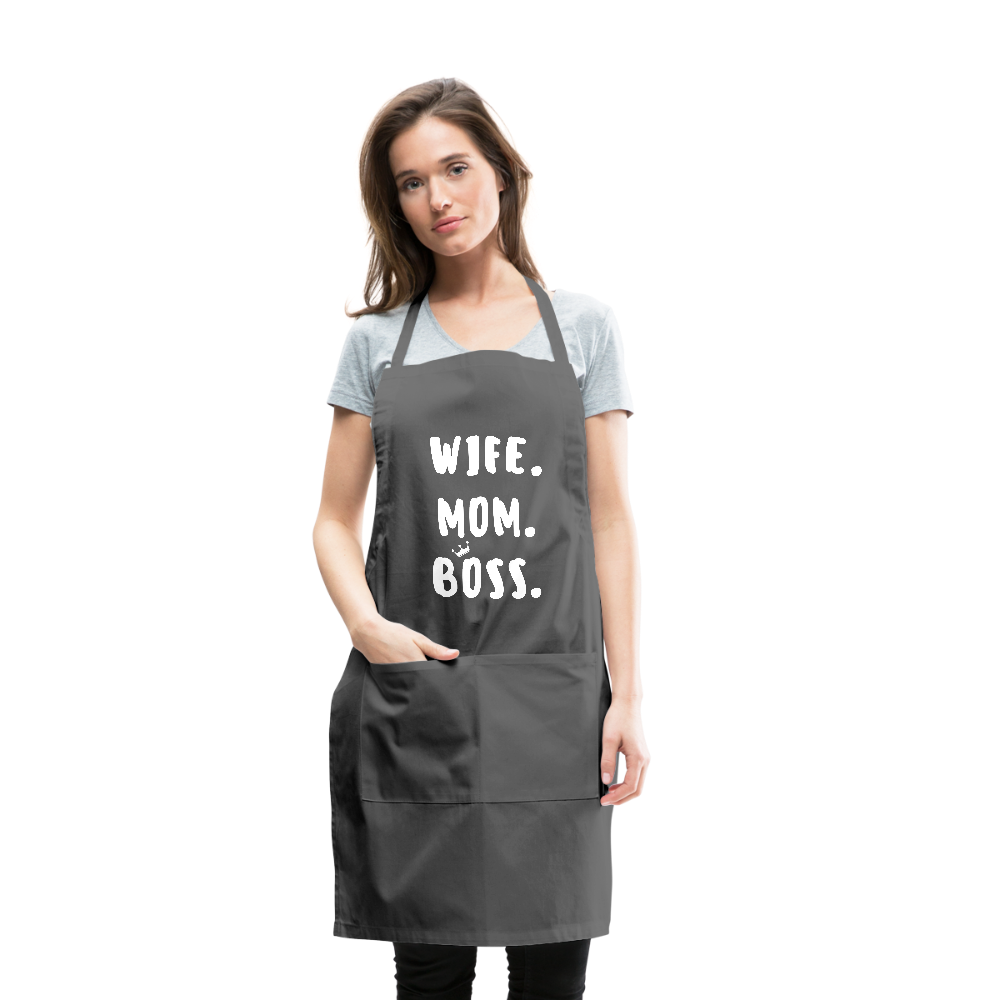 Wife Mom Boss Apron - charcoal