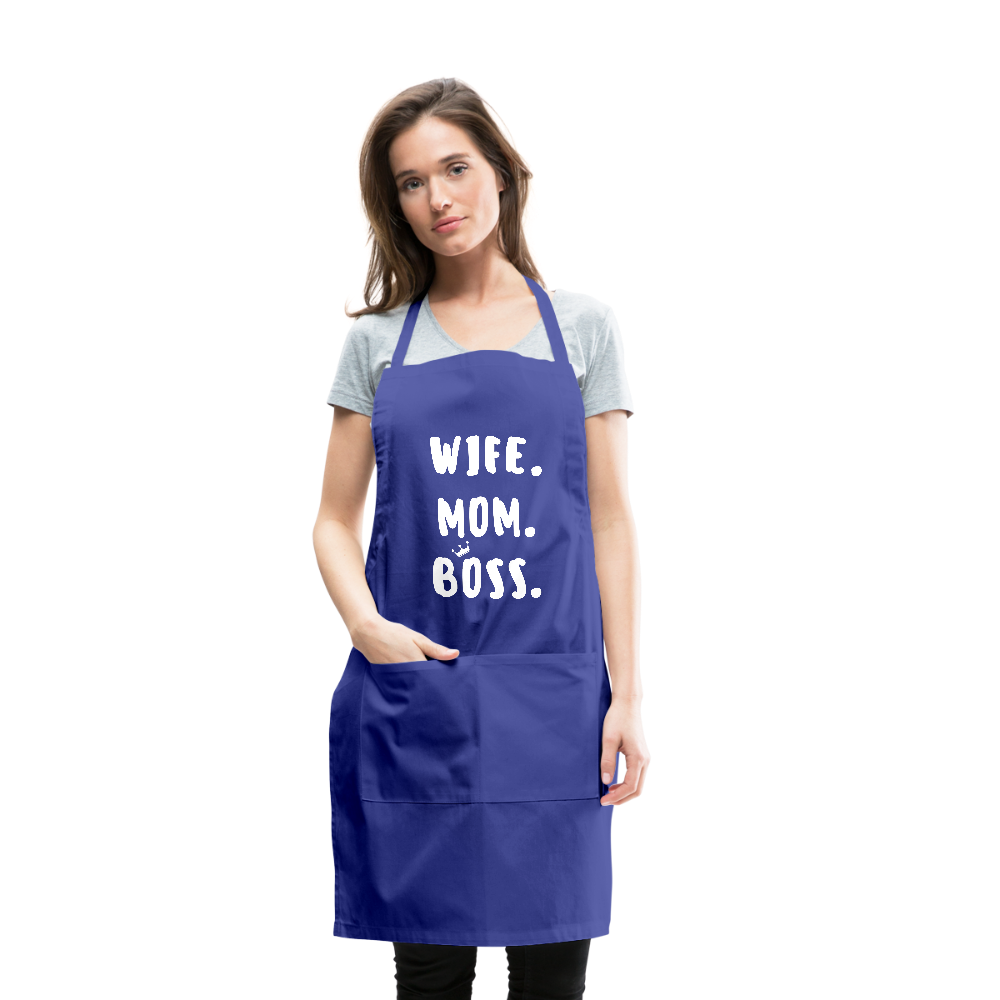 Wife Mom Boss Apron - royal blue