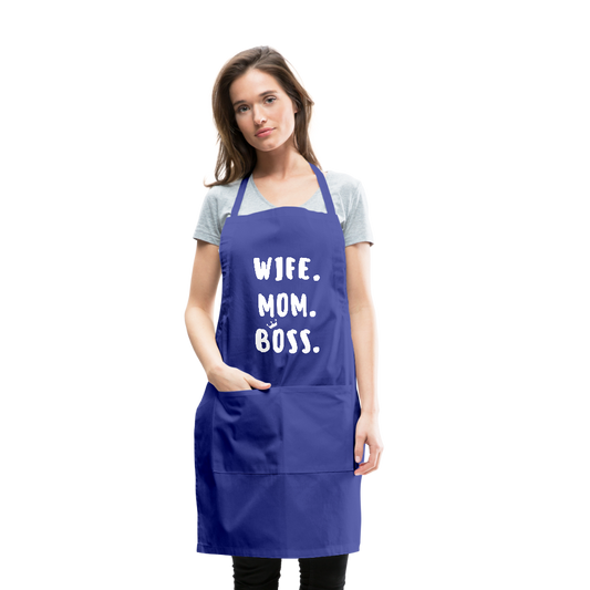 Wife Mom Boss Apron - royal blue