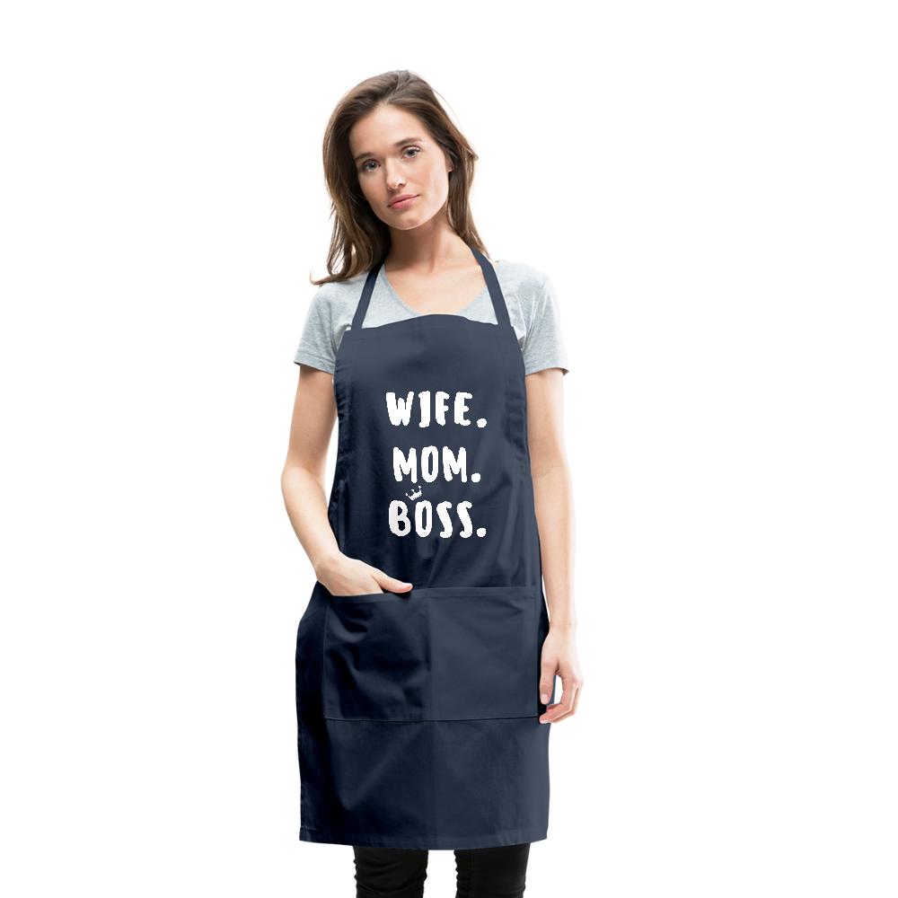 Wife Mom Boss Apron - navy