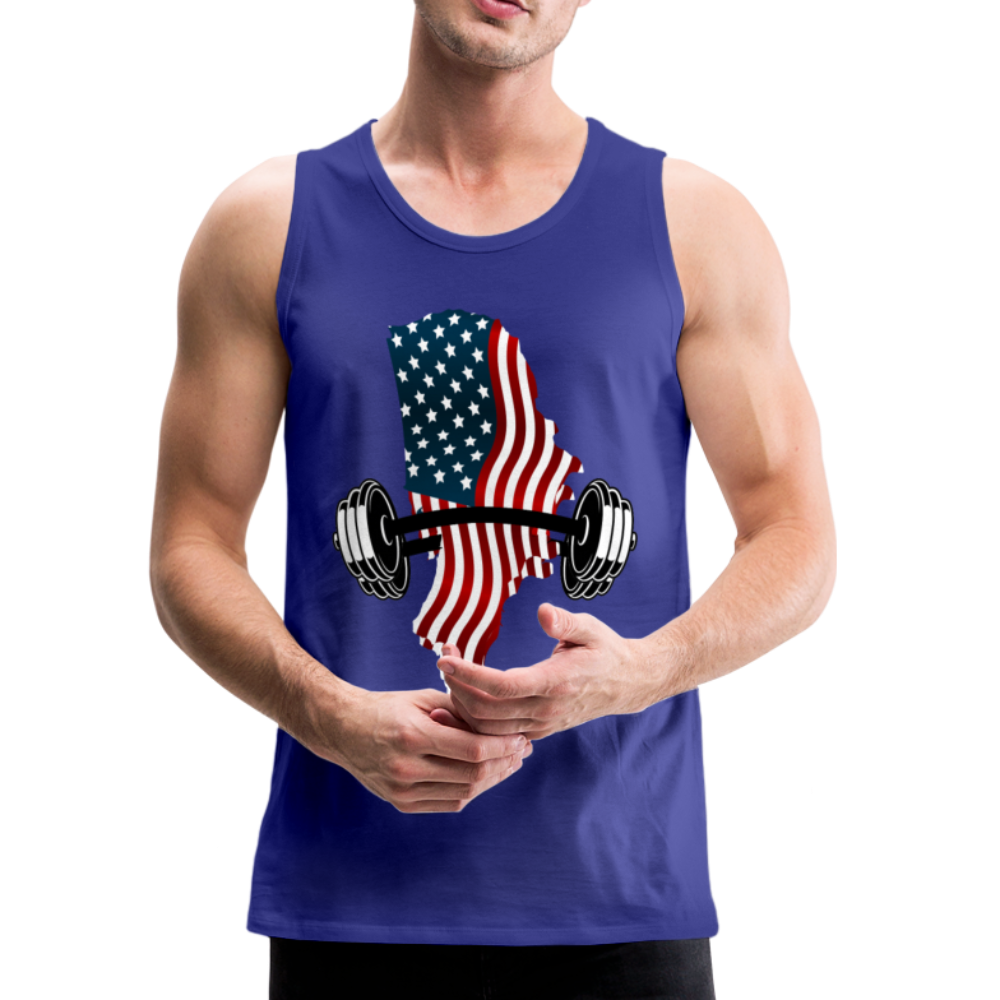 American Flag Dumbbells - Men’s Premium Top Tank - royal blue