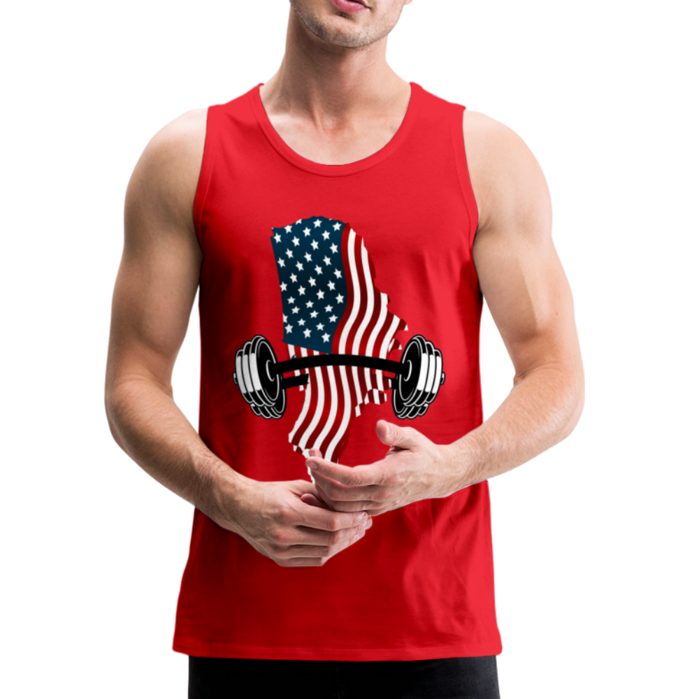 American Flag Dumbbells - Men’s Premium Top Tank - red