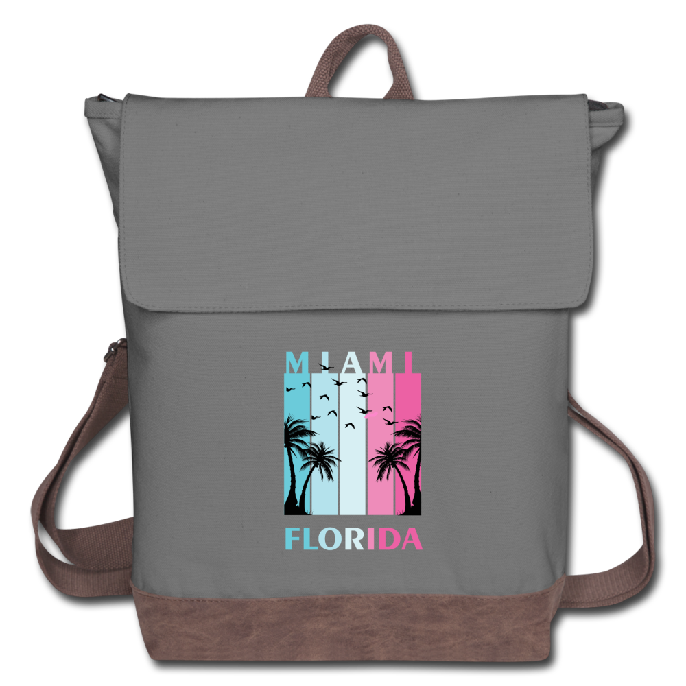 Miami Florida Beach - Canvas Backpack - gray/brown
