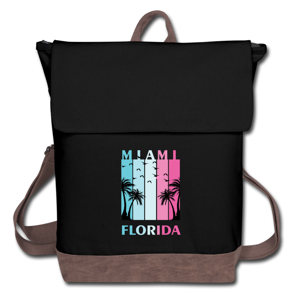 Miami Florida Beach - Canvas Backpack - black/brown