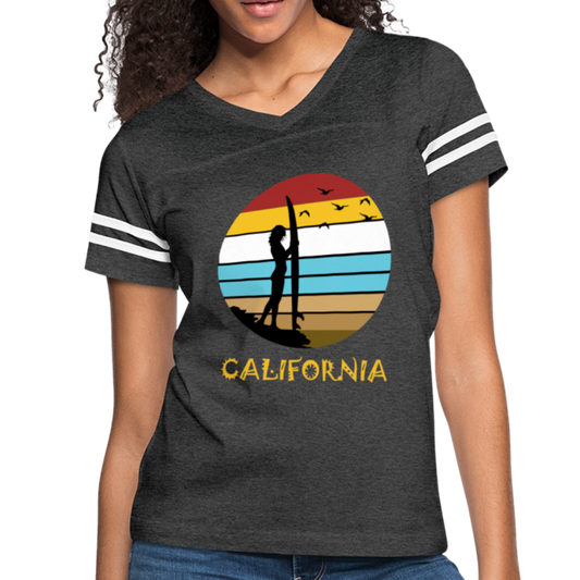 California Beach - Women’s Vintage Sport T-Shirt - vintage smoke/white