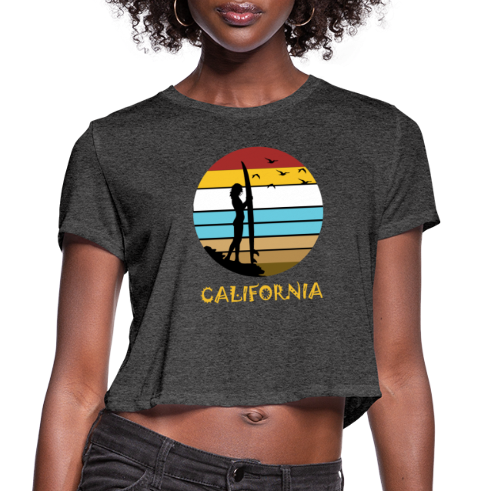 California Beach - Women's Cropped T-Shirt - deep heather
