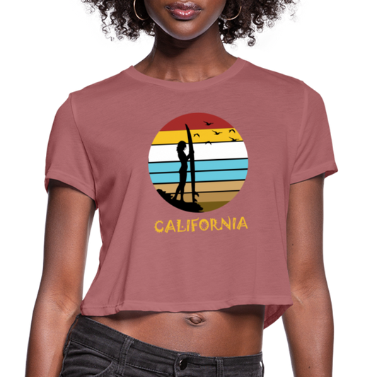 California Beach - Women's Cropped T-Shirt - mauve