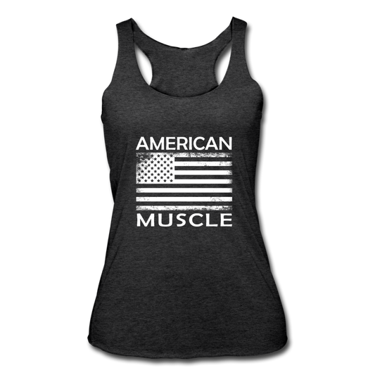 American Muscle Flag - Women’s Tri-Blend Racerback Tank - heather black